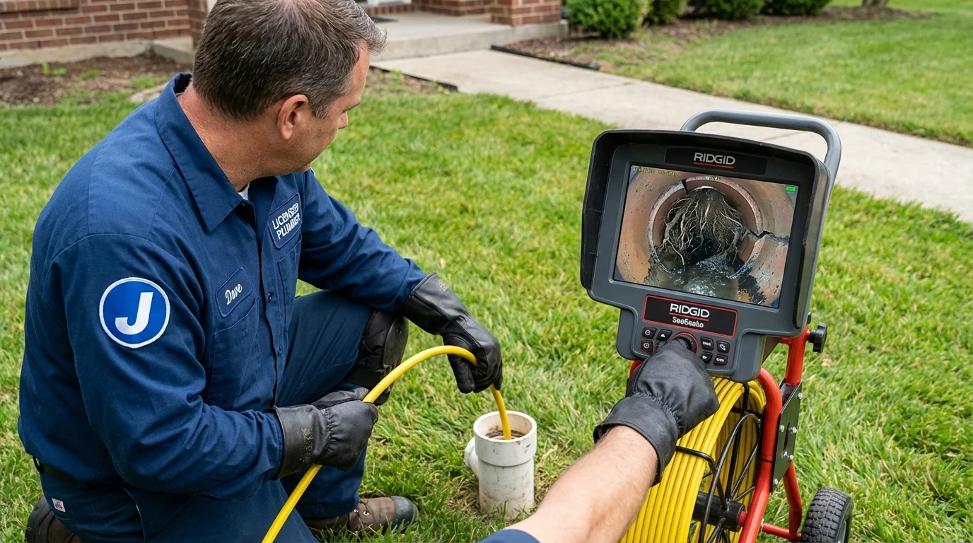 Sewer camera inspection being performed by Johns Plumbing LLC in Charles City
